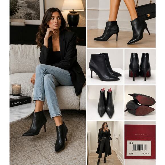 Mix No. 6 Shoes - Kelly & Katie Eve Black Pointed Toe Stiletto Ankle Booties Size 8.5